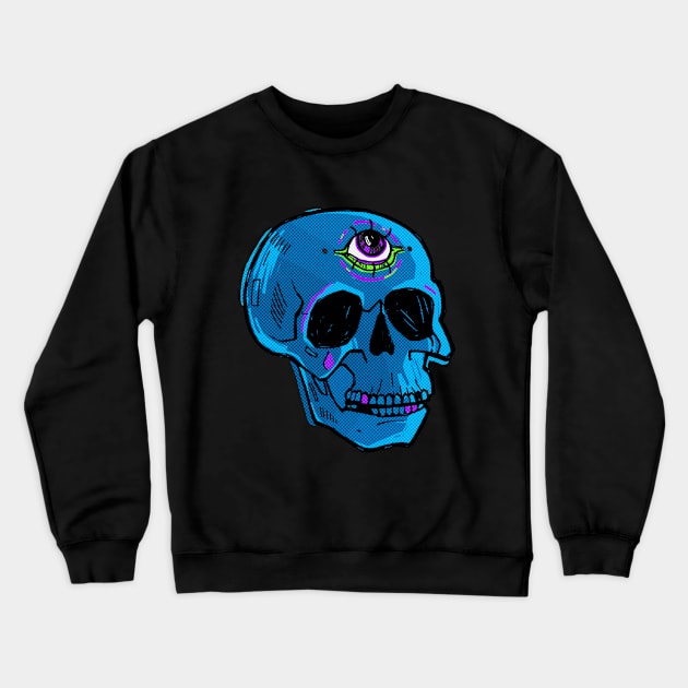 Third Eye Blue Skull Crewneck Sweatshirt by k8_thenotsogreat